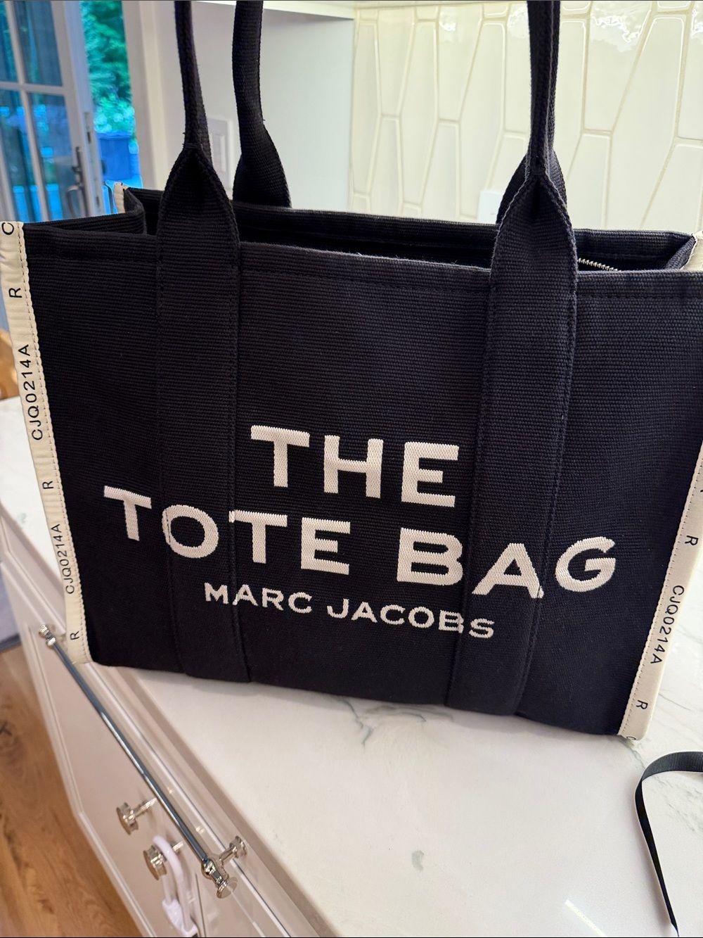 Marc Jacobs Black Canvas Tote Bag with White Logo